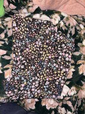 Torrid Black Floral Skirt with Pink, Blue, Yellow Accents